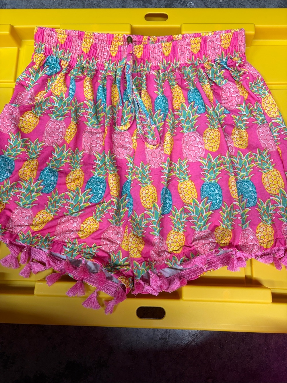 Simply Southern Bright Pink Pineapple Print High-Waist Shorts